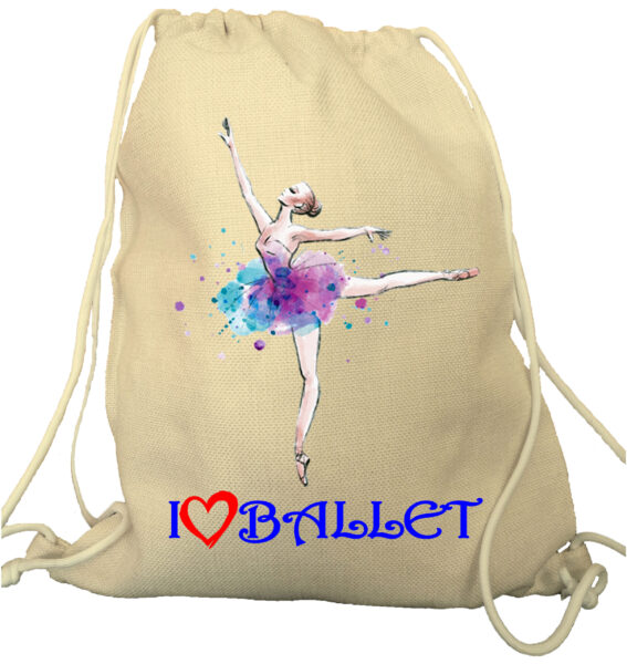 Bolsa Mochila I Love ballet. Modelo 3.