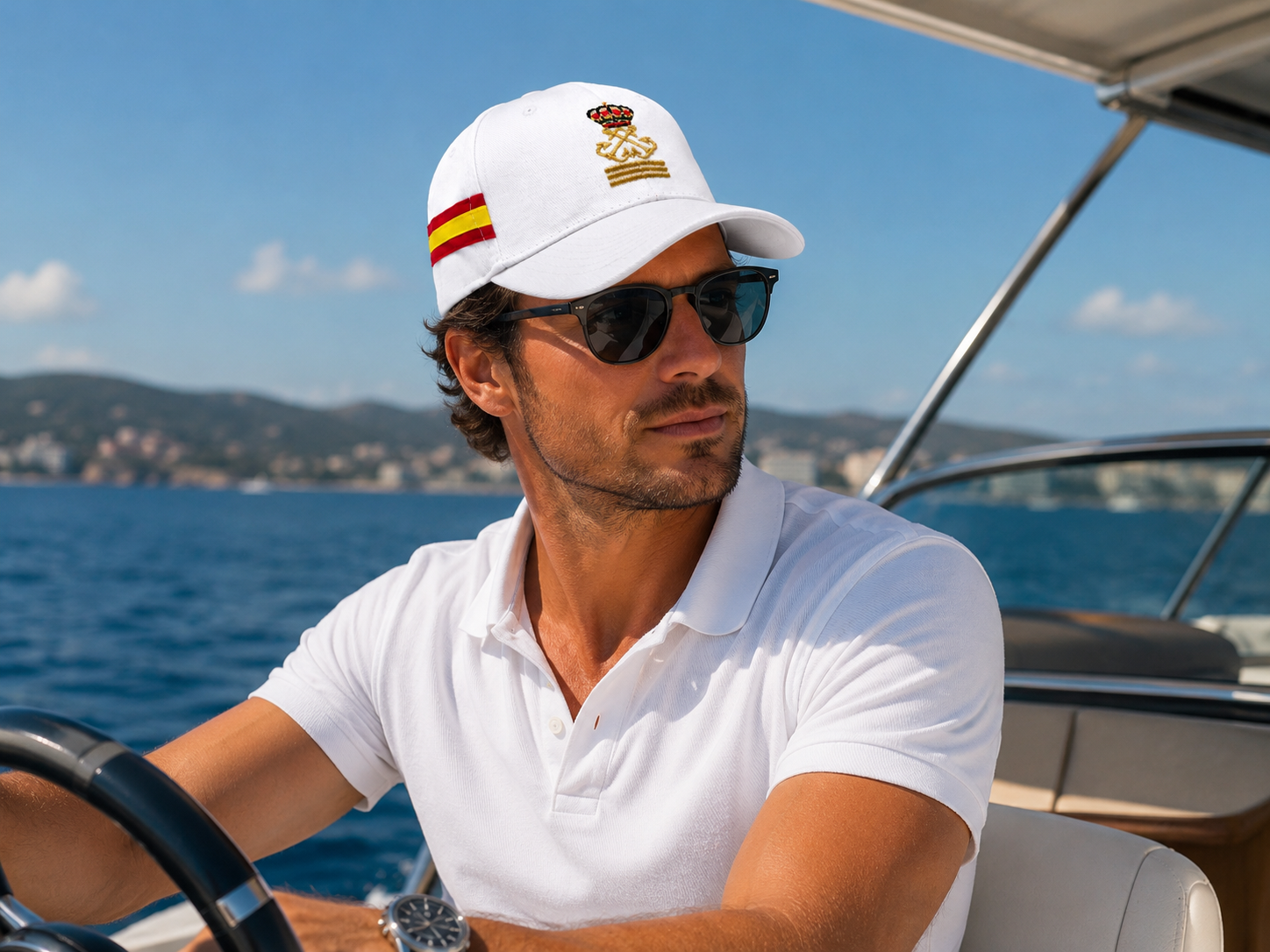 Gorra Bandera España. Capitán de Yate, Patrón de Yate o Patrón Embarcación Recreo.