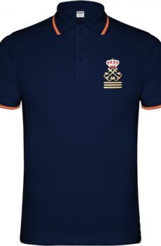 Polo Bandera España en Cuello y Mangas. Bordado Capitán, Patrón o PER